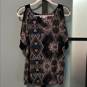 Cleo Multicolor Patterned Women's Cold Shoulder Blouse